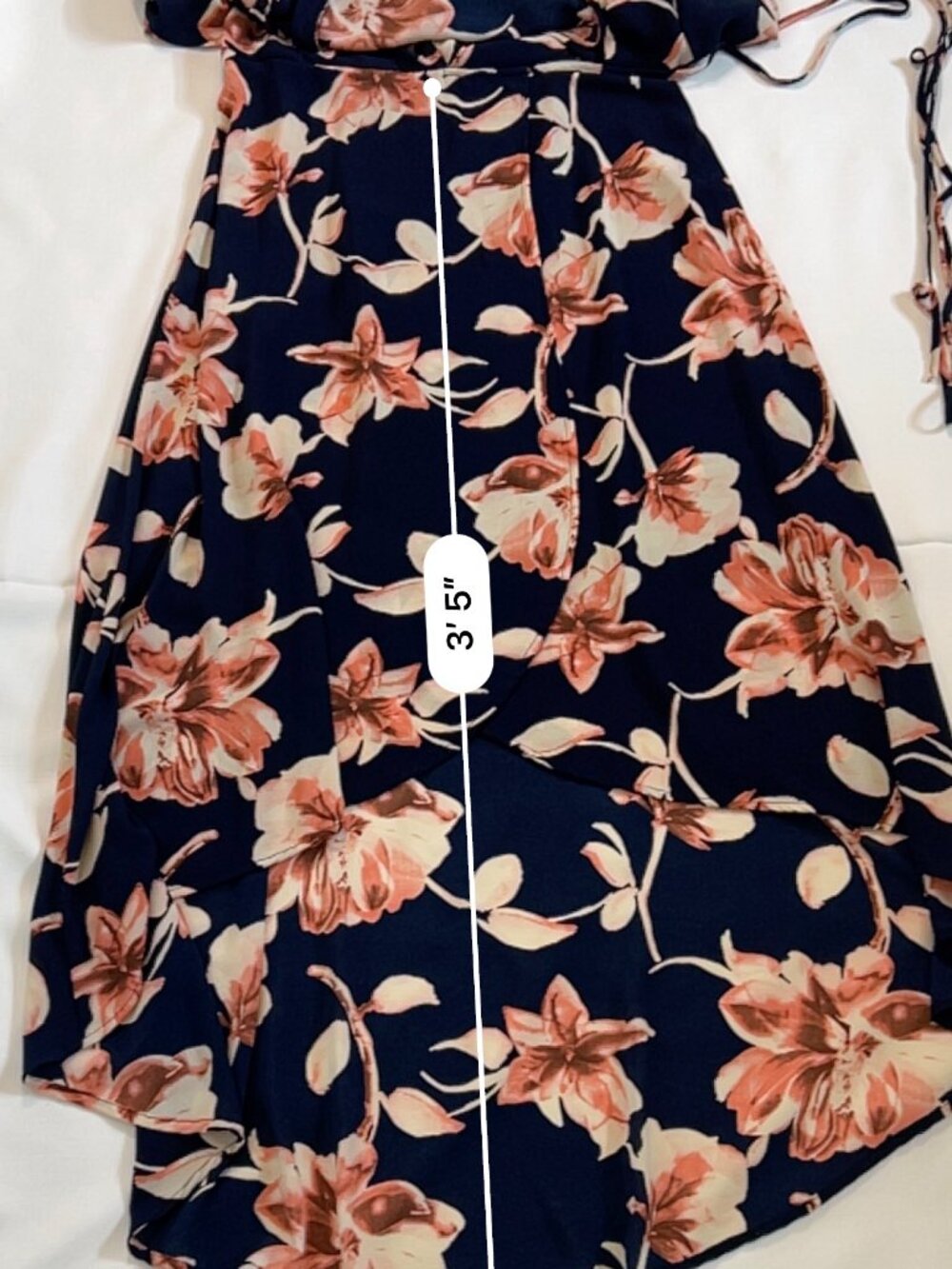 Peppermint Navy Coral Floral High-Low‎ Wrap Maxi Dress L Flutter Sleeve - Picture 12 of 16